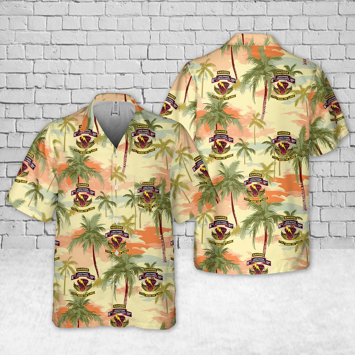 US Army 51st Infantry Regiment (Long Range Surveillance Company) Pocket Hawaiian Shirt Gift for Men Dad Father Gift for Men Dad Father