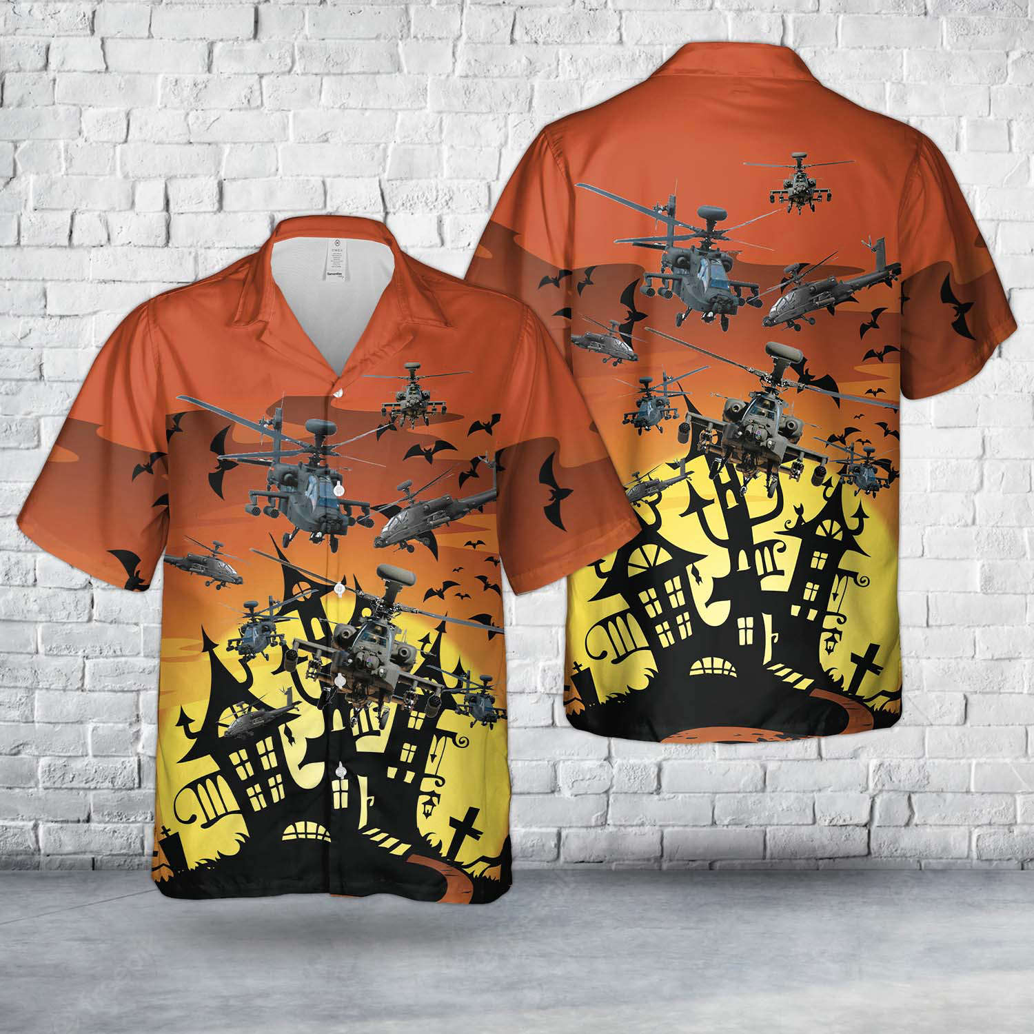 US Army Boeing AH-64 Apache Halloween Hawaiian Shirt Gift for Men Dad Father Gift for Men Dad Father