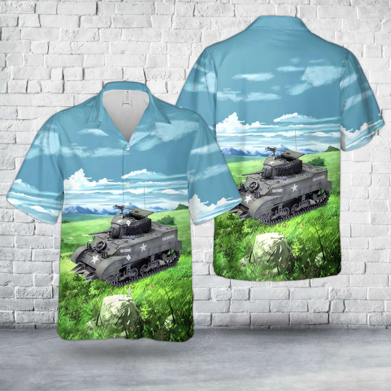 US Army M5A1 Light Tank WWII Hawaiian Shirt Gift for Men Dad Father Gift for Men Dad Father
