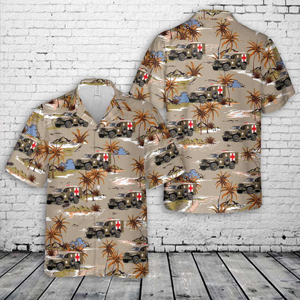 US Army Medical Corps, Dodge WC54 Field Ambulance (1943) Hawaiian Shirt Gift for Men Dad Father Gift for Men Dad Father