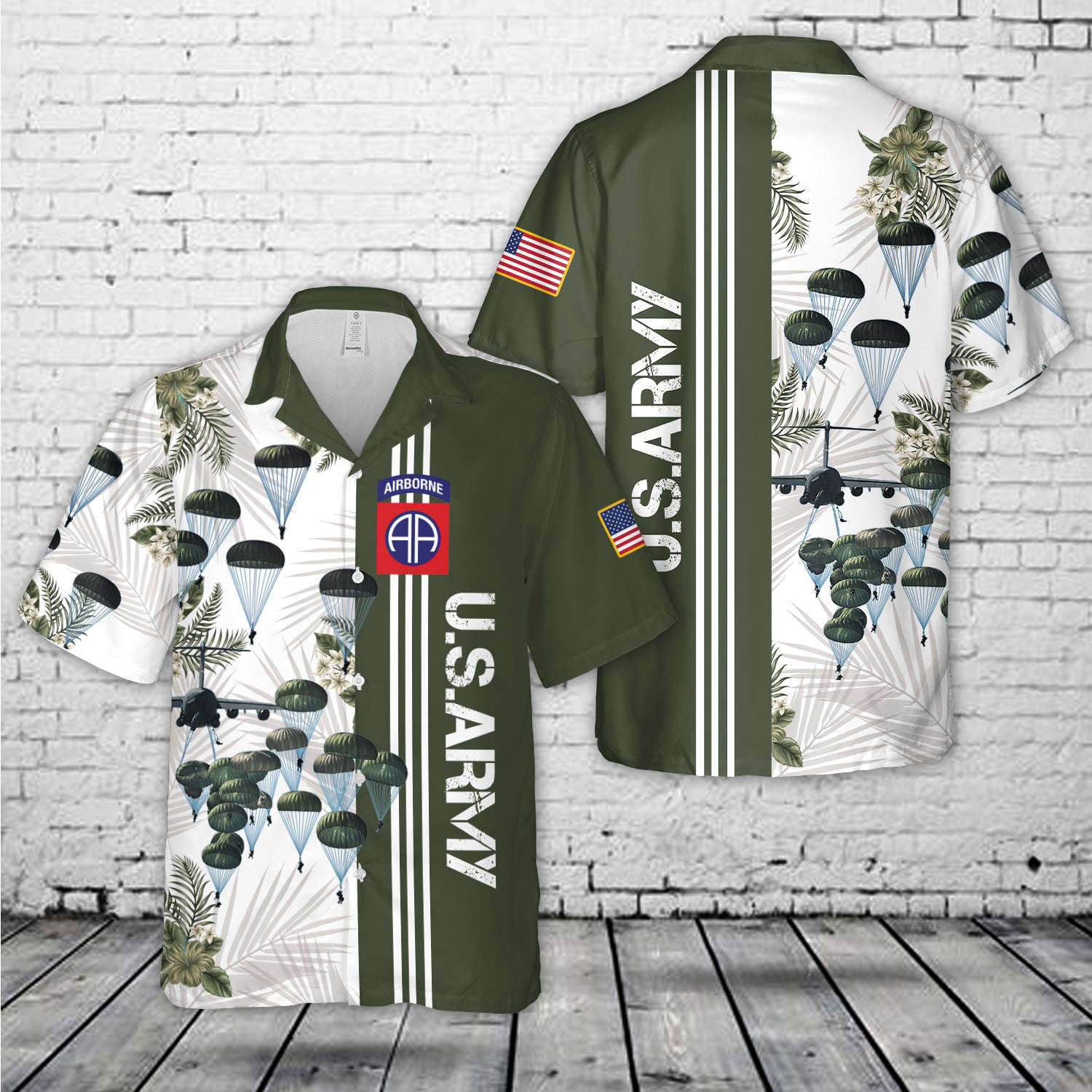 US Army Paratroopers With The 82nd Airborne Division Parachute Hawaiian Shirt Gift for Men Dad Father Gift for Men Dad Father