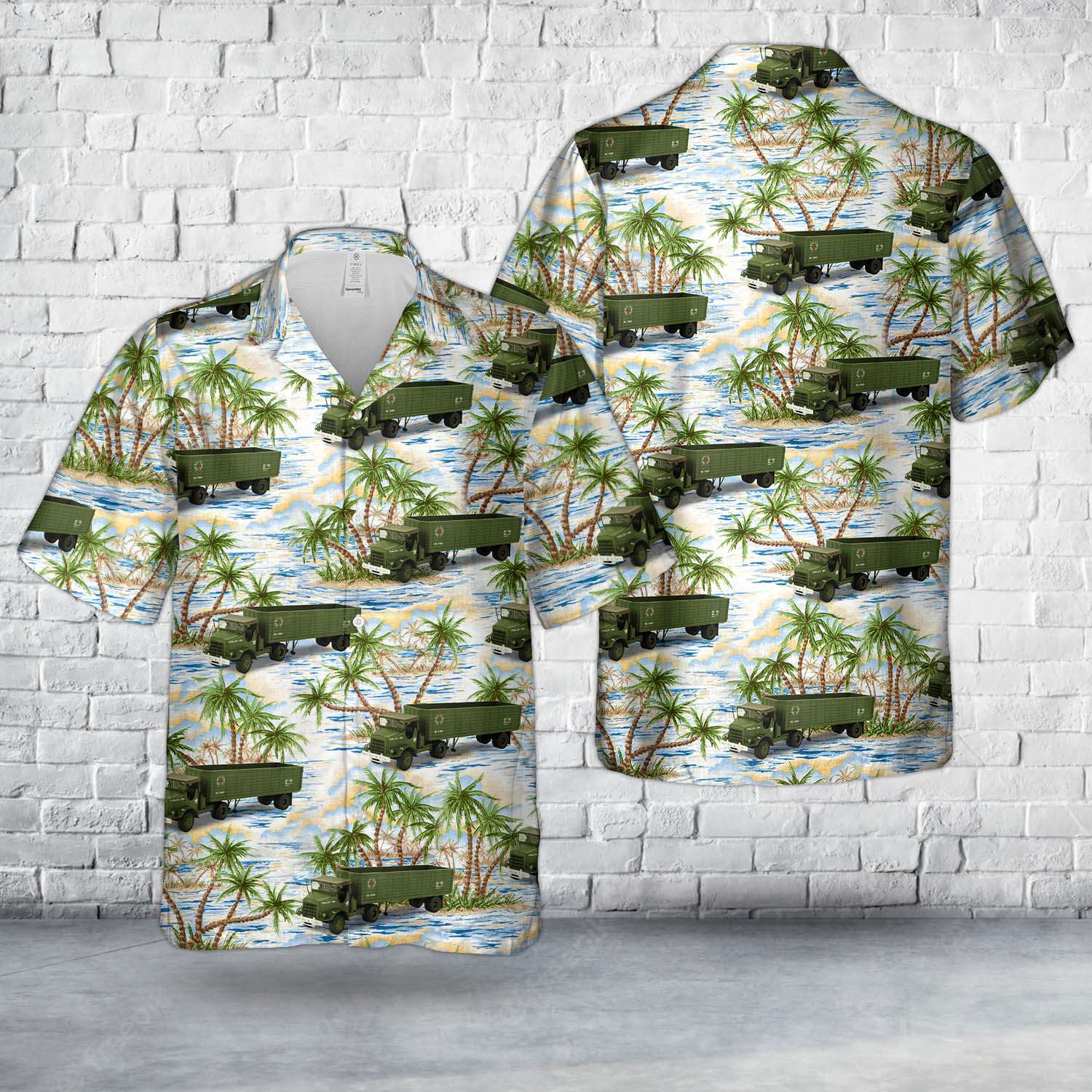 US Army Red Ball Express Tractor Trailer Hawaiian Shirt Gift for Men Dad Father Gift for Men Dad Father