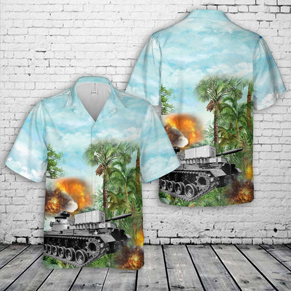 US Army Vietnam War 1972 M48 Patton tanks Hawaiian Shirt Gift for Men Dad Father Gift for Men Dad Father