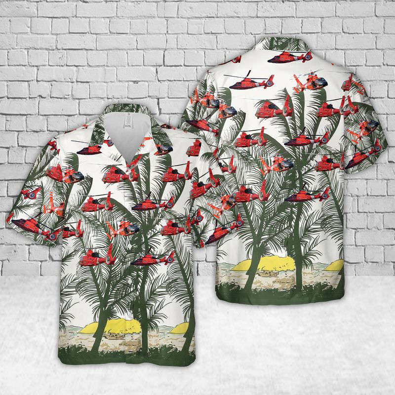 US Coast Guard MH-65 Dolphin Hawaiian Shirt Gift for Men Dad Father Gift for Men Dad Father