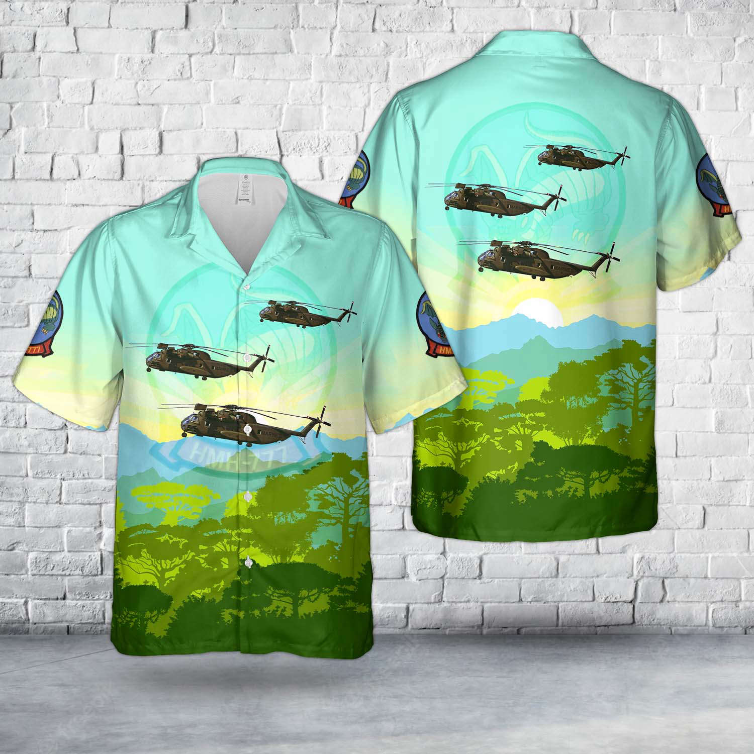 US Marine Corps 153707 Sikorsky CH-53A Sea Stallion C/N 65-093 HMH-777 Hawaiian Shirt Gift for Men Dad Father Gift for Men Dad Father