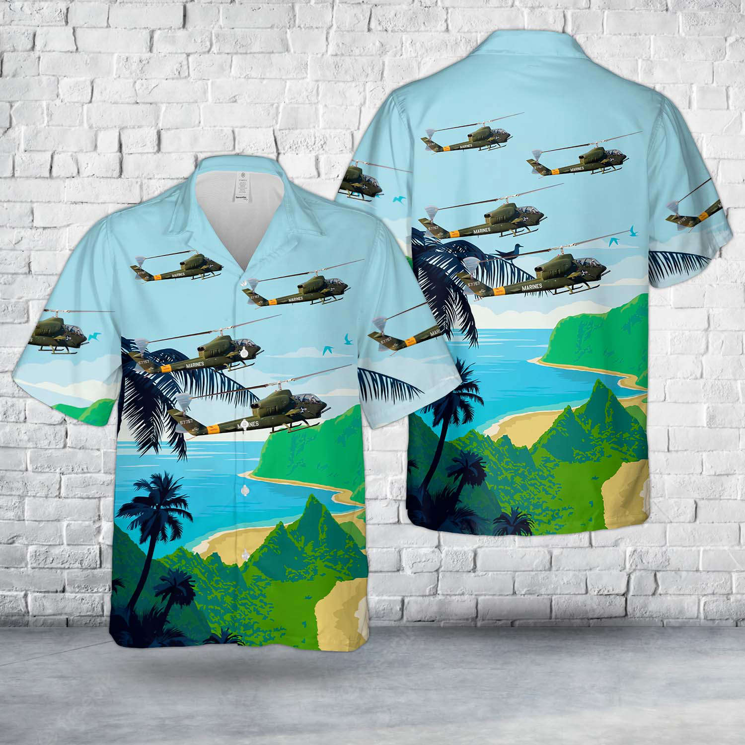 US Marine Corps Bell AH-1J Sea Cobra BuNo 157757 Hawaiian Shirt Gift for Men Dad Father Gift for Men Dad Father
