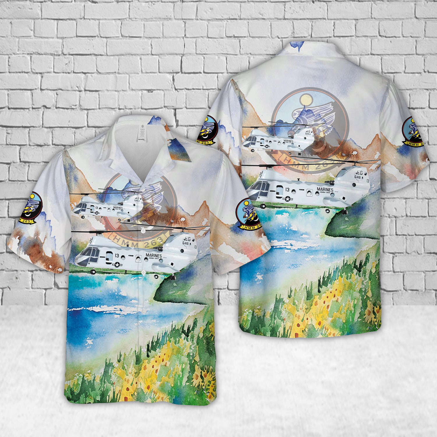 US Marine Corps HMM-263 “Thunder Chickens” Vietnam Era CH-46E Sea Knight Hawaiian Shirt Gift for Men Dad Father Gift for Men Dad Father