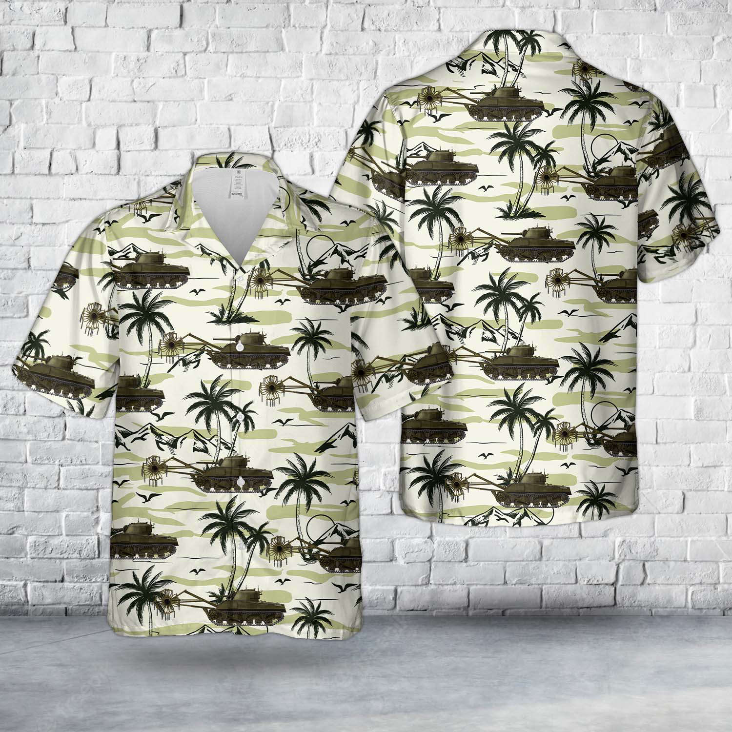 US Marine Corps Improvised M4A2 Flail Tank Hawaiian Shirt Gift for Men Dad Father Gift for Men Dad Father