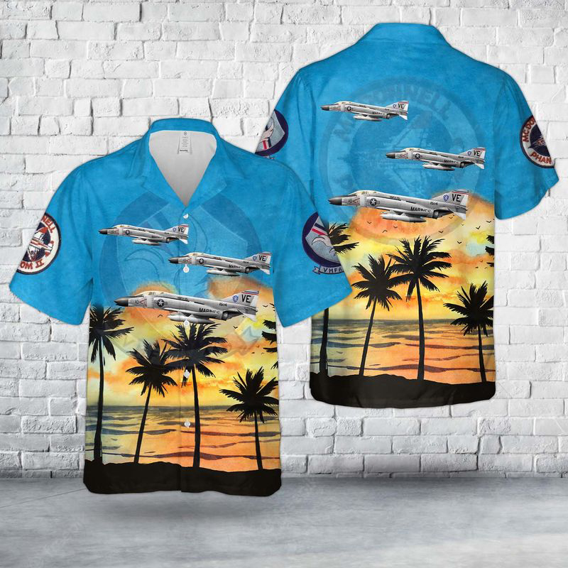 US Marine Corps McDonnell F-4B Phantom II Of VMFA-115 Hawaiian Shirt Gift for Men Dad Father Gift for Men Dad Father