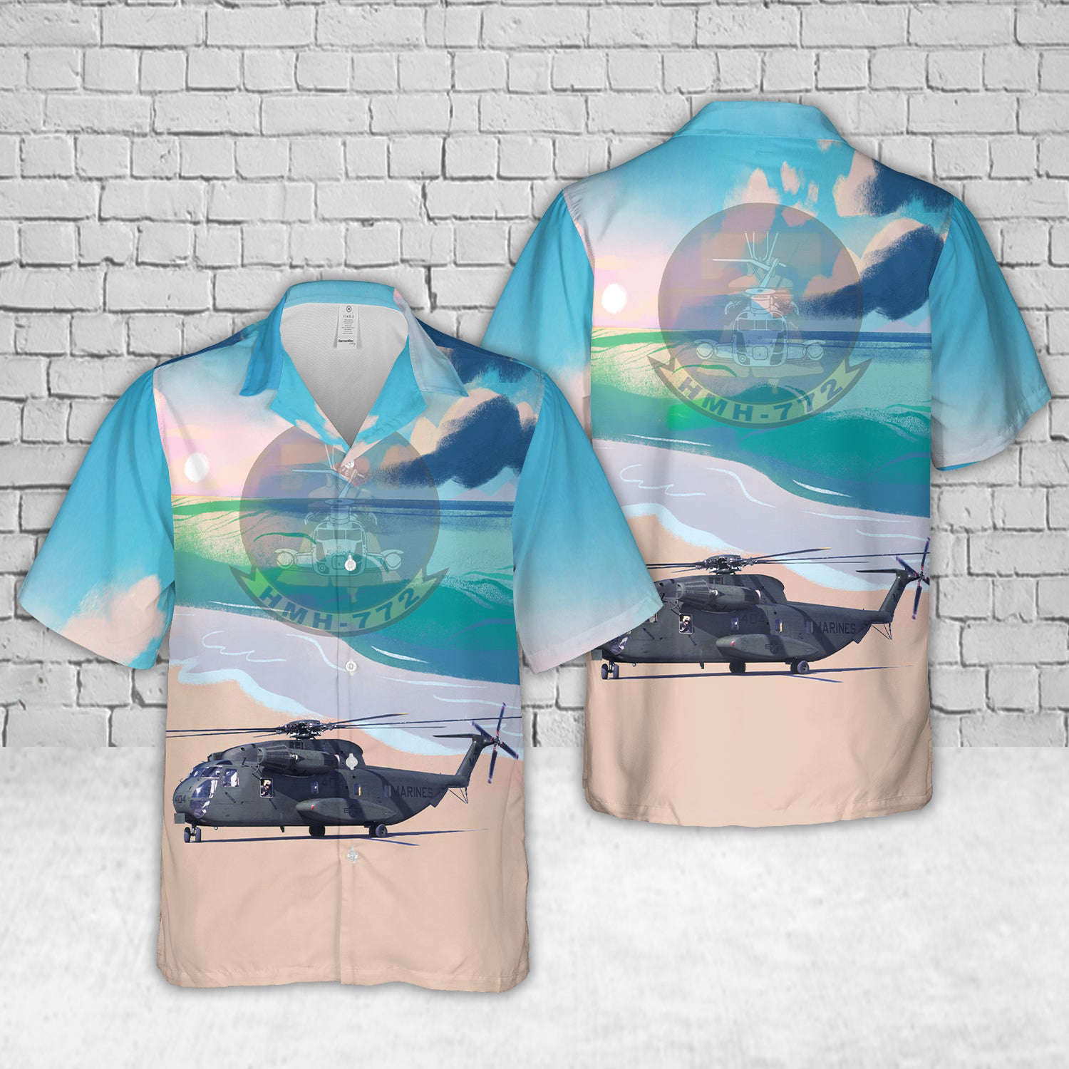 US Marine Corps Sikorsky CH-53A Sea Stallion (S-65A) HMH-772 MAG-49 Hawaiian Shirt Gift for Men Dad Father Gift for Men Dad Father