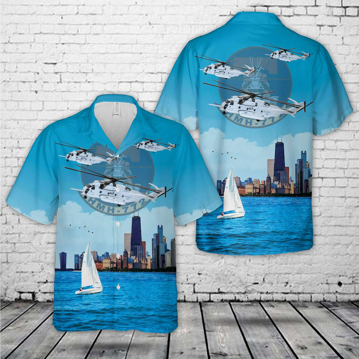 US Marine Corps Sikorsky CH-53e Super Stallion Of Marine Heavy Helicopter Squadron 772 (HMH-772) ‘The Hustlers’ Hawaiian Shirt Gift for Men Dad Father Gift for Men Dad Father