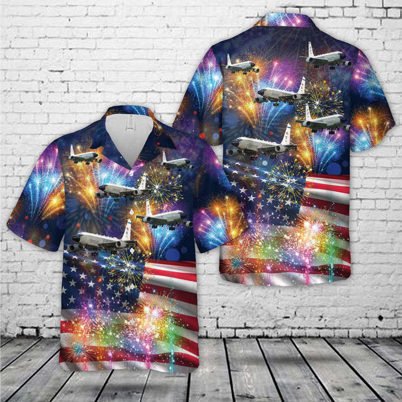 USAF RC-135 Rivet Joint Recon Airplane, 4th Of July Hawaiian Shirt Gift for Men Dad Father Gift for Men Dad Father