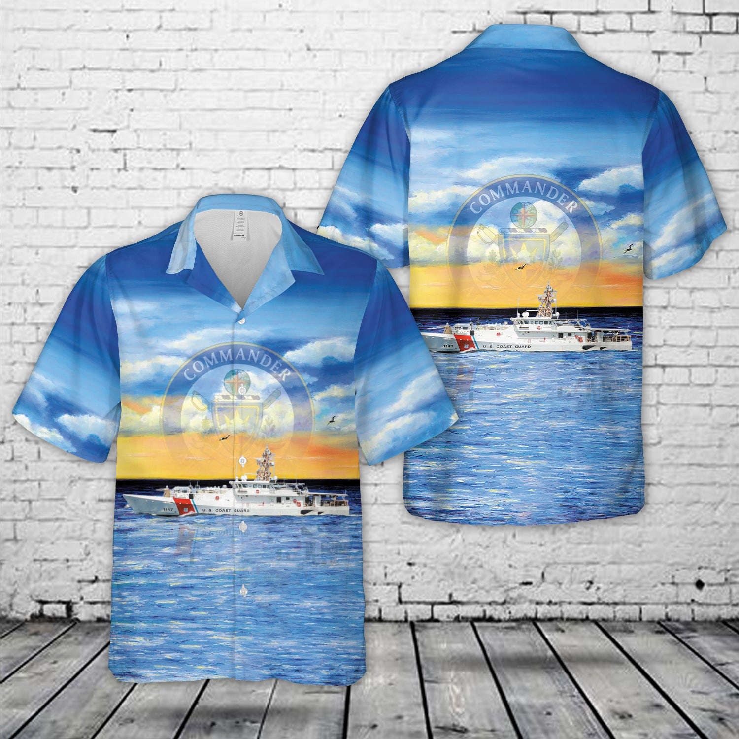 USCG Atlantic Area Hawaiian Shirt Gift for Men Dad Father Gift for Men Dad Father