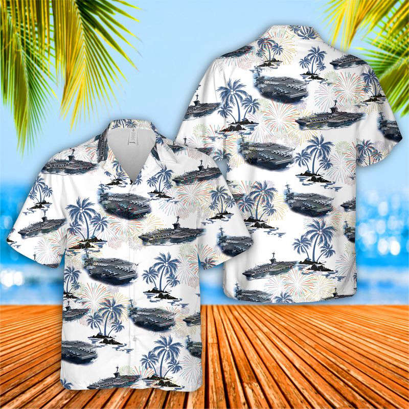 USS Theodore Roosevelt (CVN-71) 4th Of July Hawaiian Shirt Gift for Men Dad Father Gift for Men Dad Father