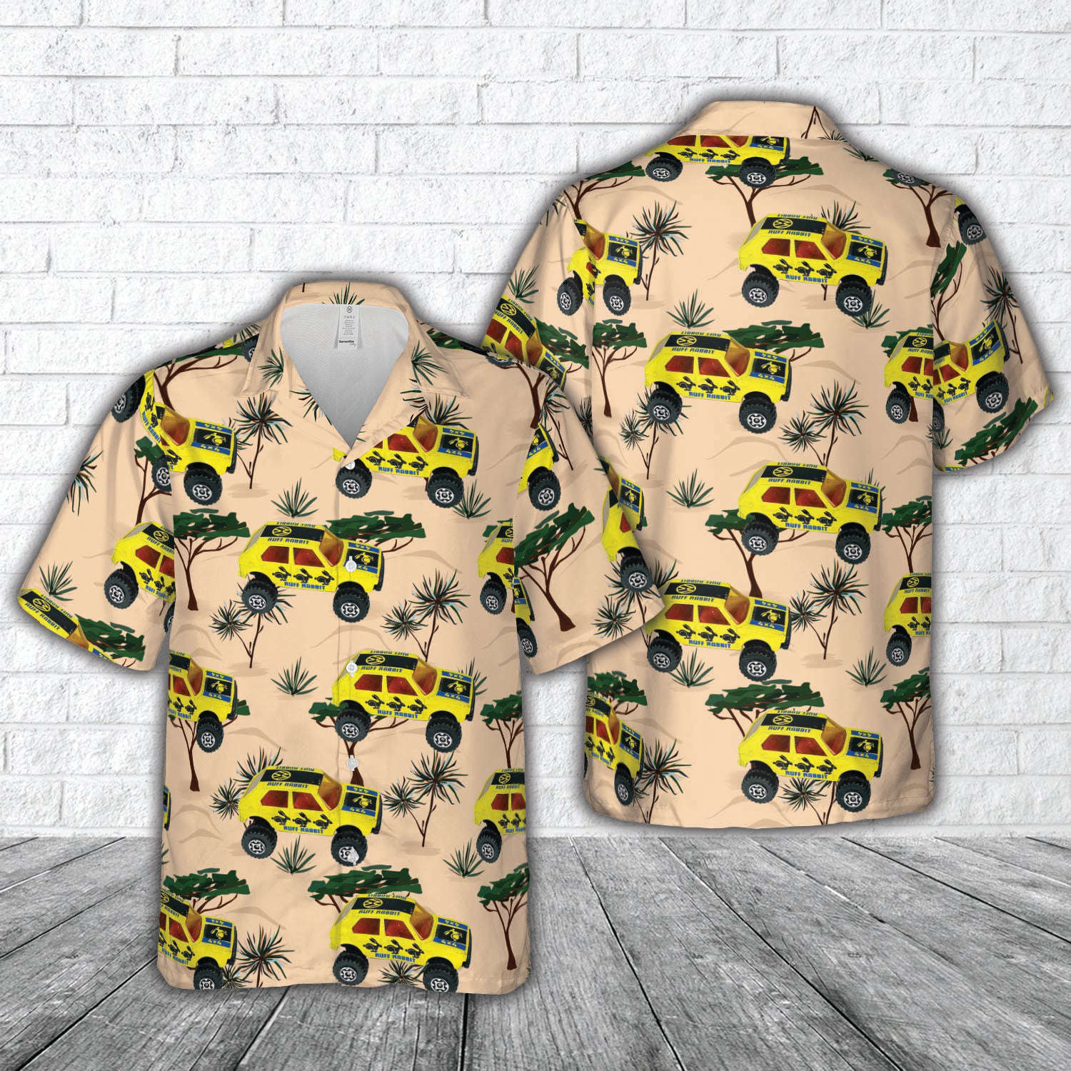 Vintage 1981 Romping Rabbit RUFF RABBIT 4X4 Yellow Hawaiian Shirt Gift for Men Dad Father Gift for Men Dad Father