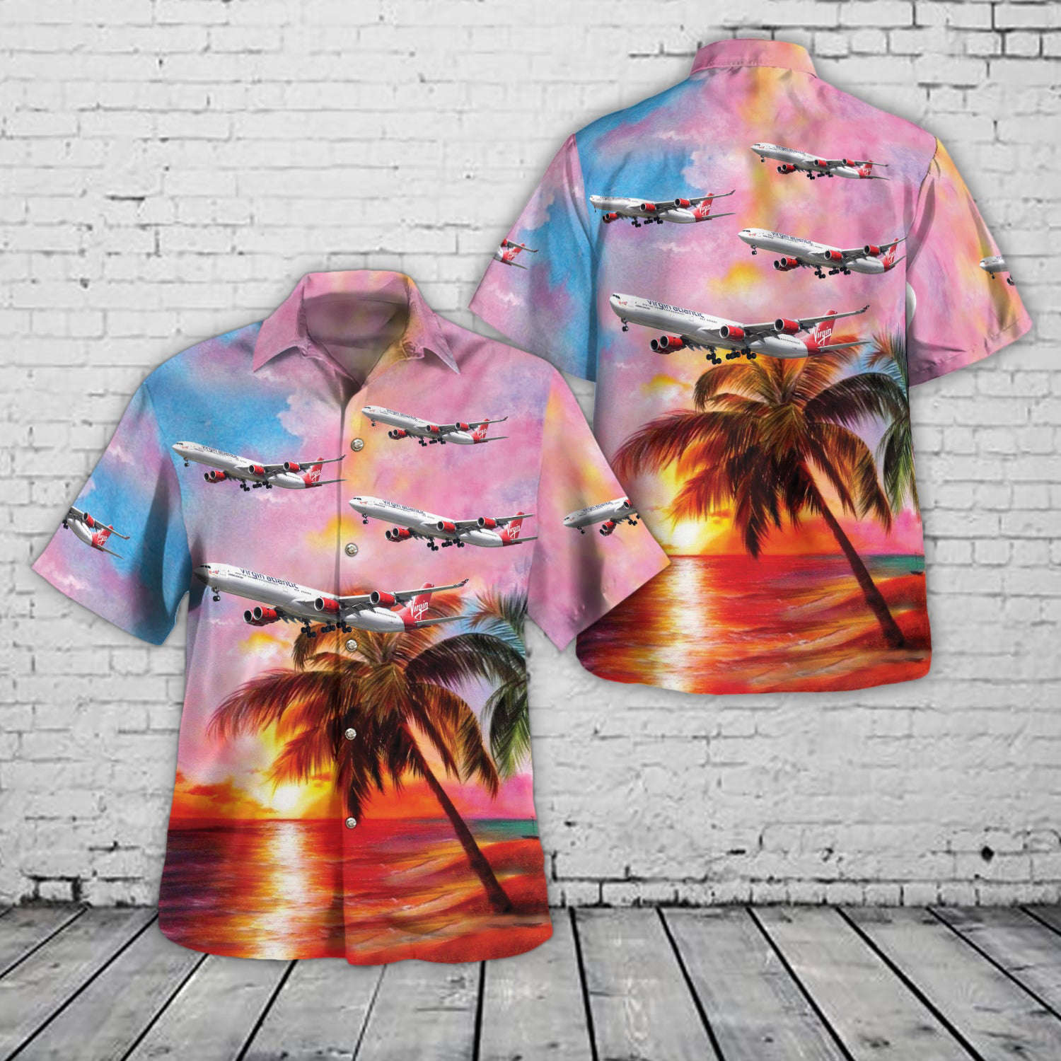 Virgin Atlantic A340-600 Hawaiian Shirt Gift for Men Dad Father Gift for Men Dad Father