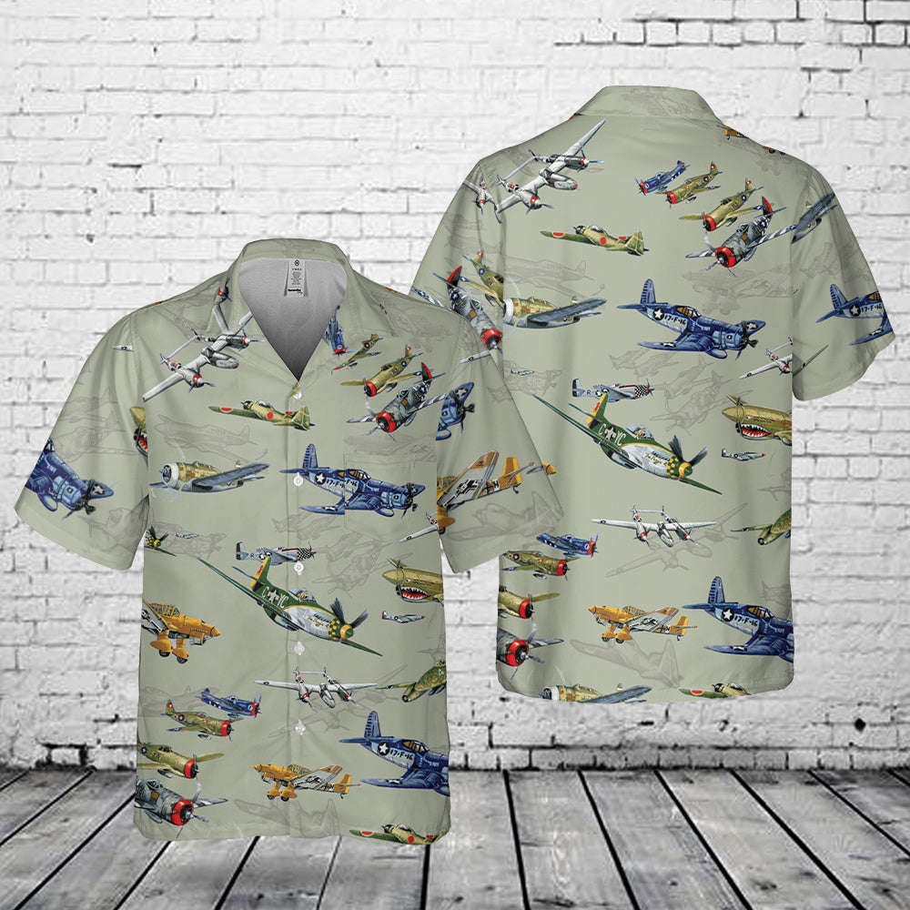 Warbird Fighter Planes Pocket Hawaiian Shirt Gift for Men Dad Father Gift for Men Dad Father