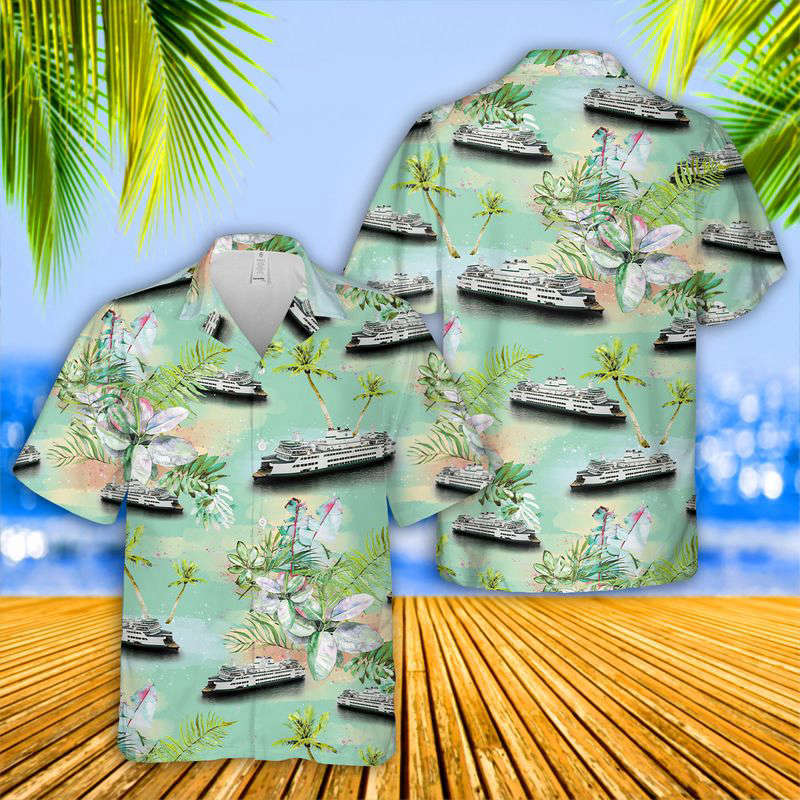Washington State Ferries Hawaiian Shirt Gift for Men Dad Father Gift for Men Dad Father