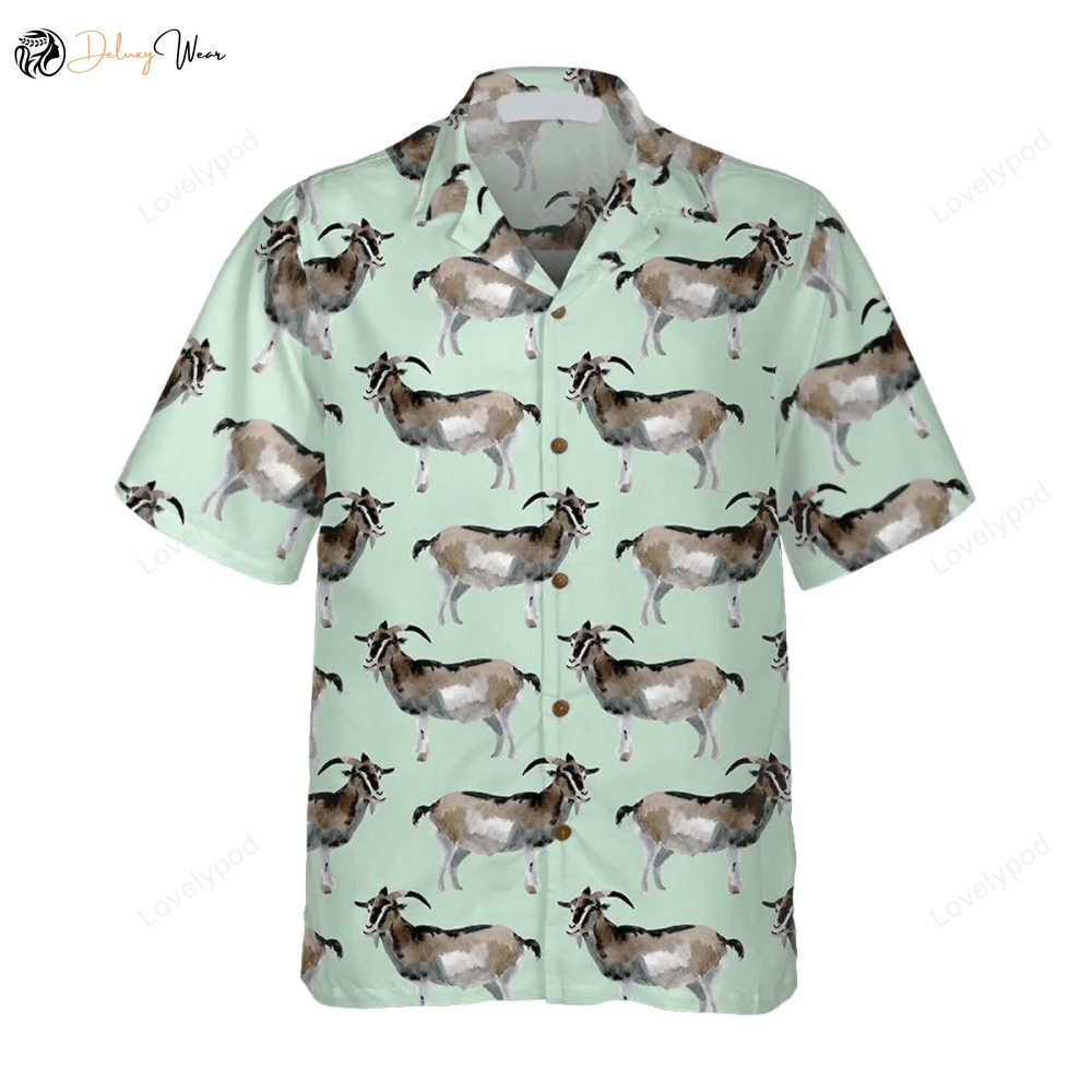 WATERCOLOR Goat Pattern 3D Hawaiian Shirt Gift for Men Dad Father – Perfect Summer Gifts for Men & Women