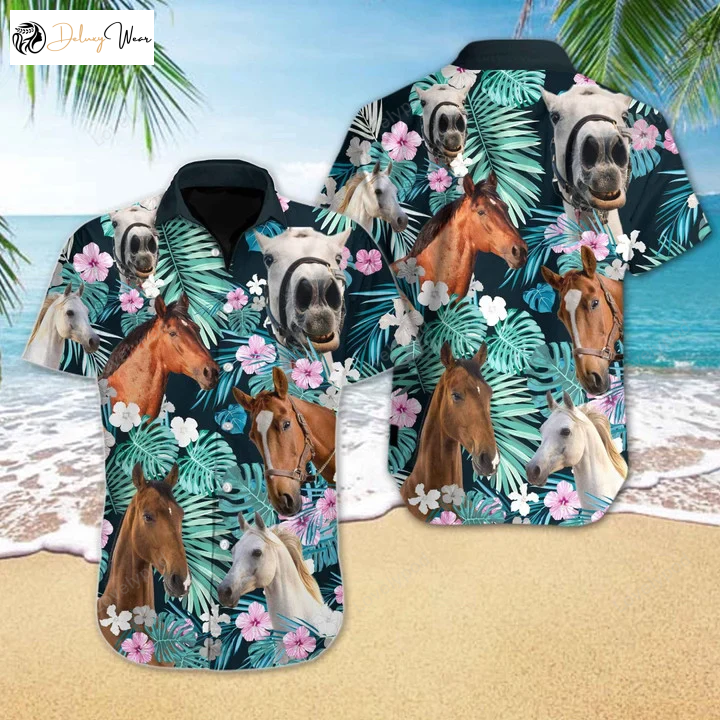 Wild and Free Horse Tropical Hawaiian Shirt Gift for Men Dad Father – Perfect Gift for Horse Lovers