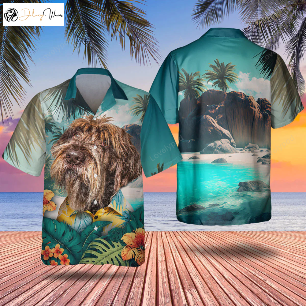 Wirehaired Pointing Griffon 3D Tropical Hawaiian Shirt Gift for Men Dad Father – Dog Lover Gift for Summer