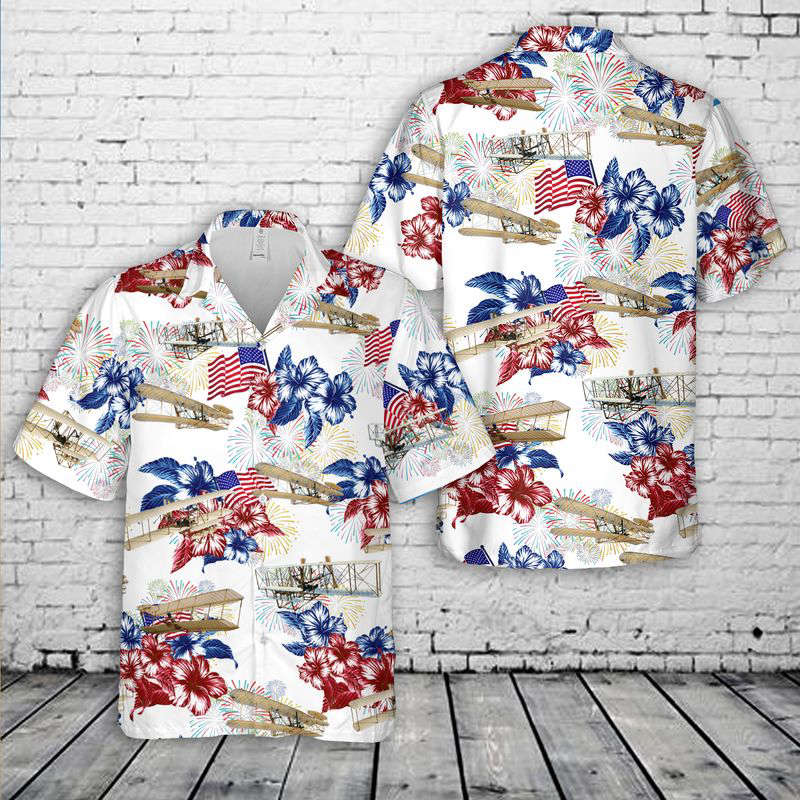 Wright Flyer 4th Of July Hawaiian Shirt Gift for Men Dad Father Gift for Men Dad Father