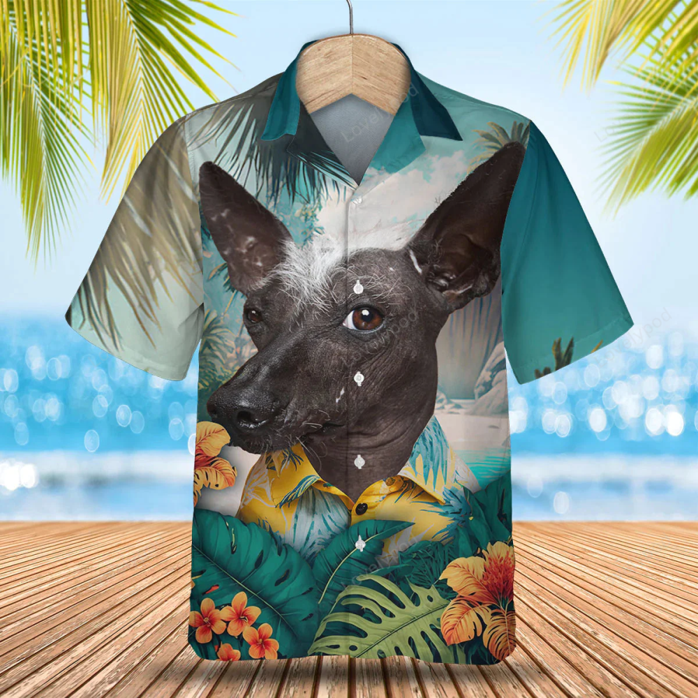 Xoloitzcuintl 3D Hawaiian Shirt Gift for Men Dad Father – Dog Lover s Summer Shirt for Men and Women