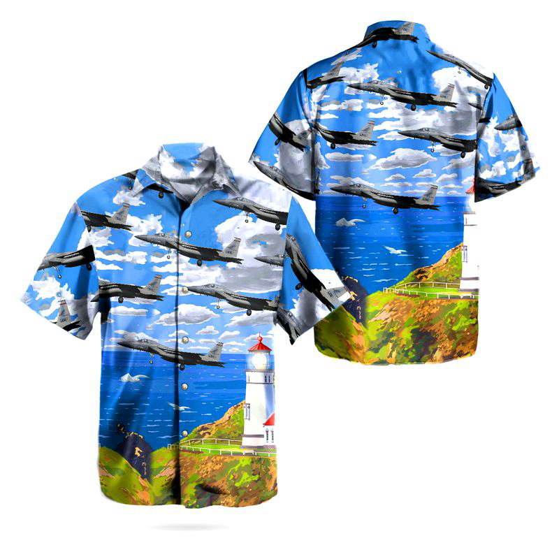 142nd Wing Oregon Air National Guard McDonnell Douglas F-15 Eagle Hawaiian Shirt Gift for Men Dad Father Gift for Men Dad Father