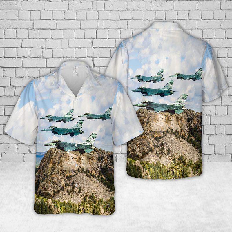 175th Fighter Squadron “Lobos” from Sioux Falls AGB over Mount Rushmore South Dakota Air National Guard Hawaiian Shirt Gift for Men Dad Father Gift for Men Dad Father