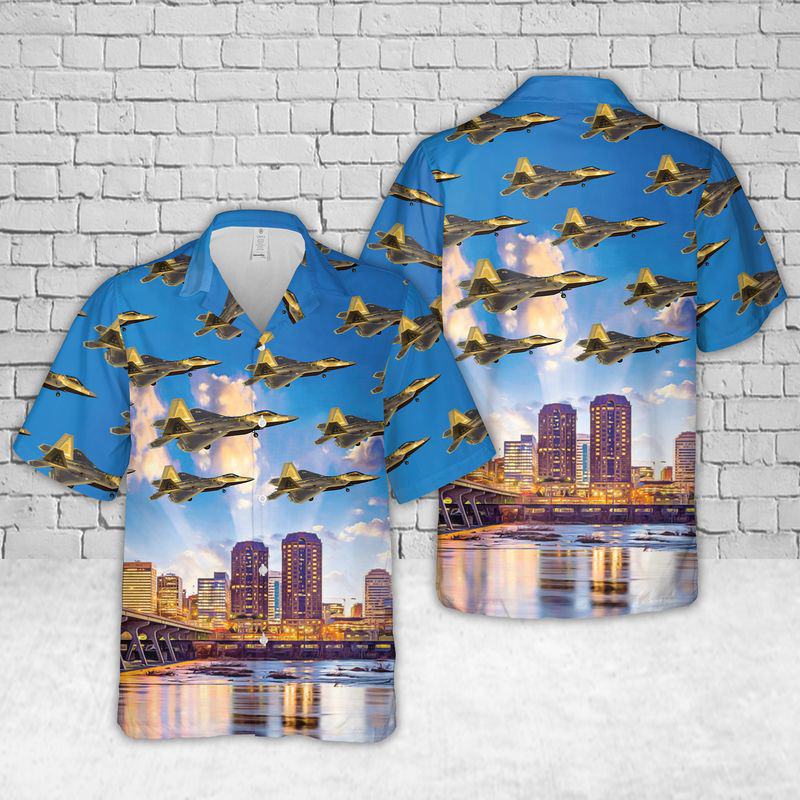 192nd Wing F-22 Raptor Virginia Air National Guard Hawaiian Shirt Gift for Men Dad Father Gift for Men Dad Father