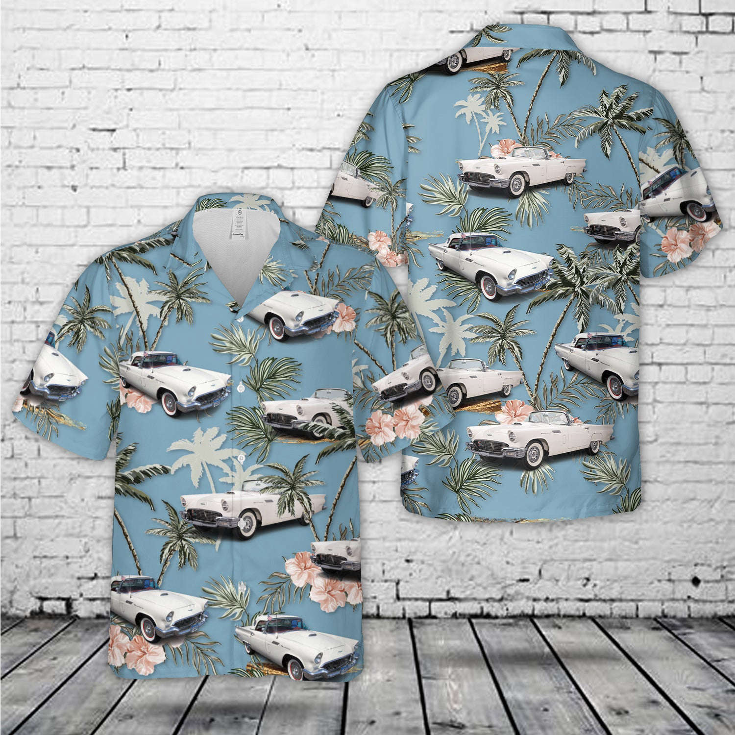 1957 White Ford Thunderbird Hawaiian Shirt Gift for Men Dad Father Gift for Men Dad Father