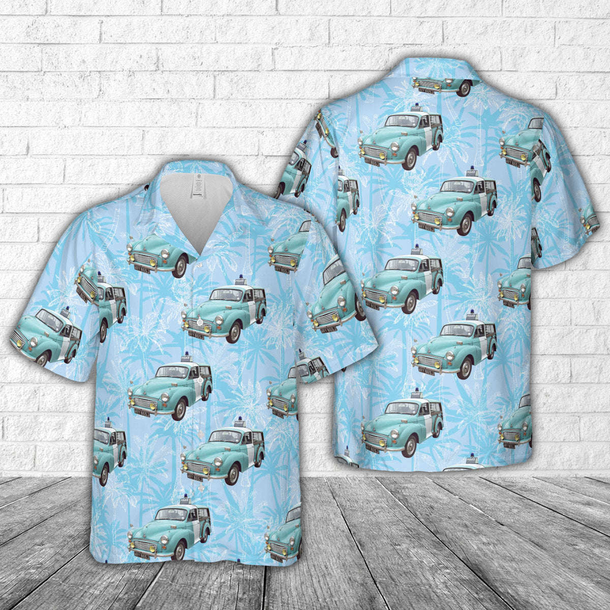 377 Morris Minor 1000 Traveller (1971) Police Hawaiian Shirt Gift for Men Dad Father Gift for Men Dad Father