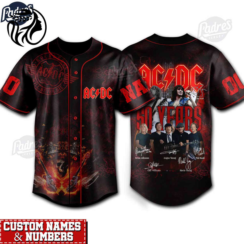 ACDC 50 Years Anniversary Custom Baseball Jersey – Celebrate with Style!