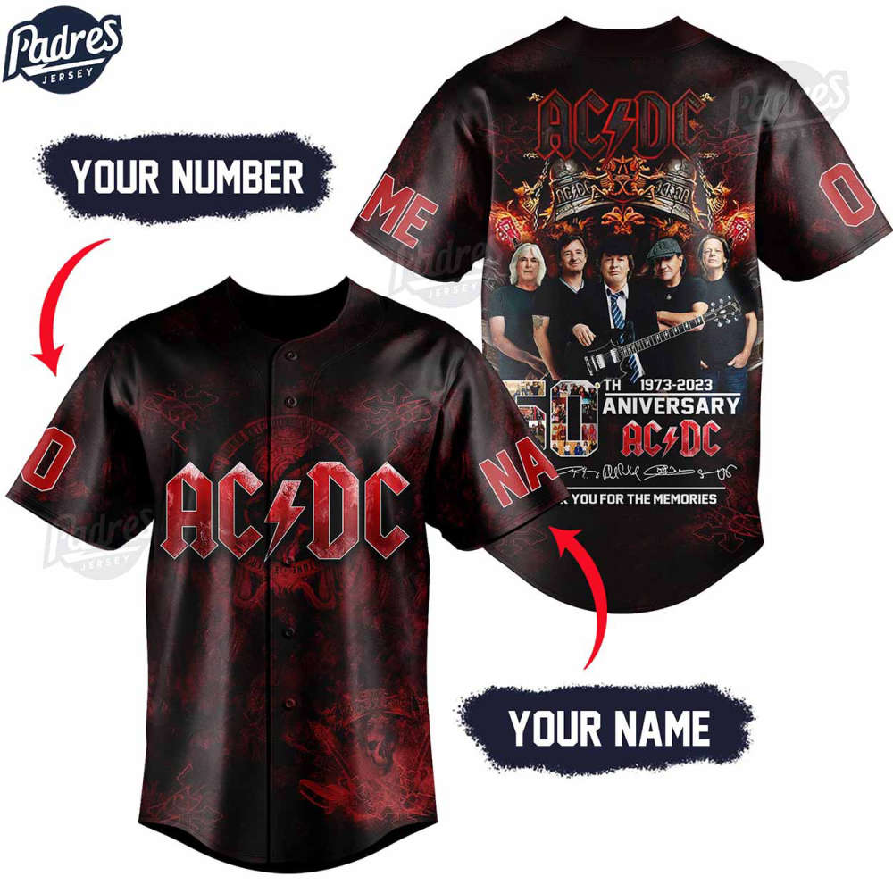ACDC Anniversary Custom Baseball Jersey: Rock Your Style with Iconic ACDC Design!
