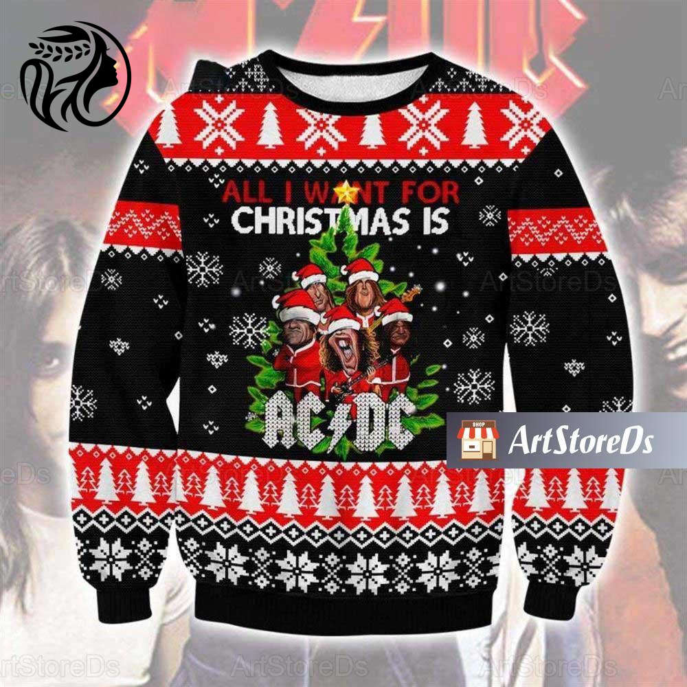 Rock Your Holiday Season with Acdc Band Ugly Sweater – Perfect Gift for Acdc Fans!