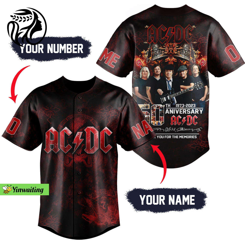 AC DC Baseball Jersey – Authentic Band Tour Shirts & Custom Name Uniforms