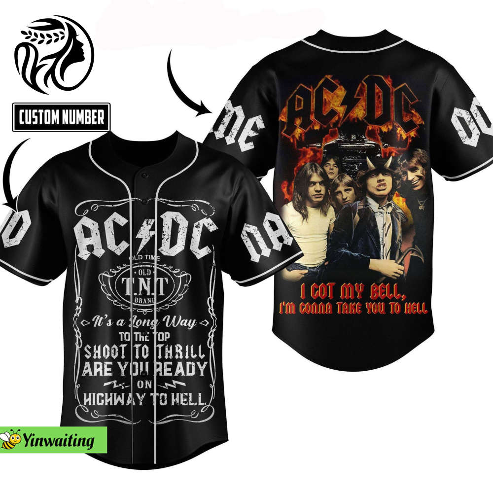 ACDC Baseball Jersey: Custom Name Shirt Band Tee & Baseball Uniform for ACDC Tour – Shop Now!