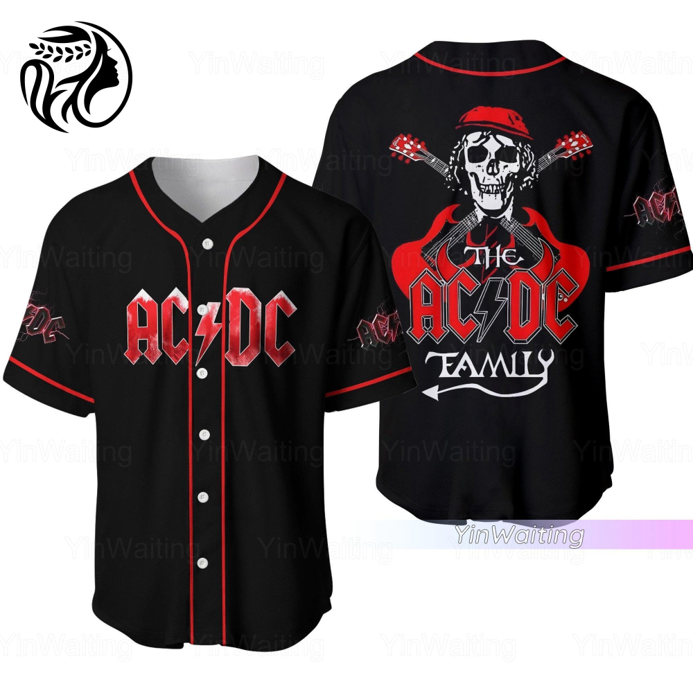 AC DC Baseball Jersey: Authentic Band Merch & Rock and Roll T-Shirt ACDC Gifts Baseball Uniform