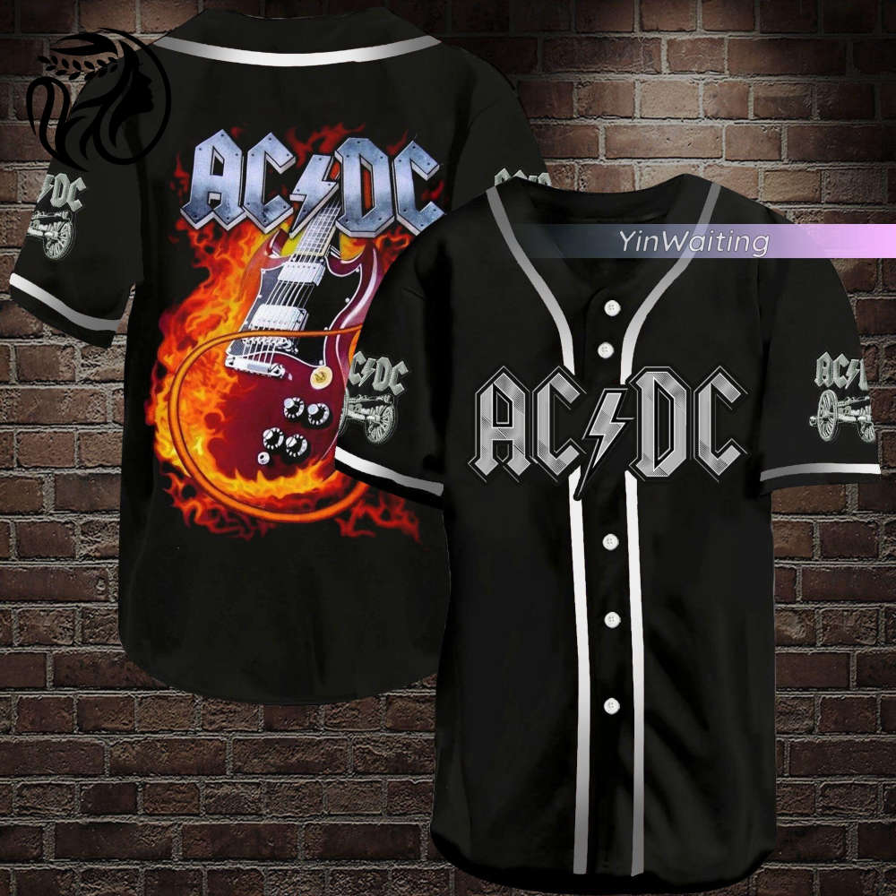 ACDC Baseball Jersey: Rock and Roll Shirt for Men Official ACDC Tour Shirts & Baseball Uniforms