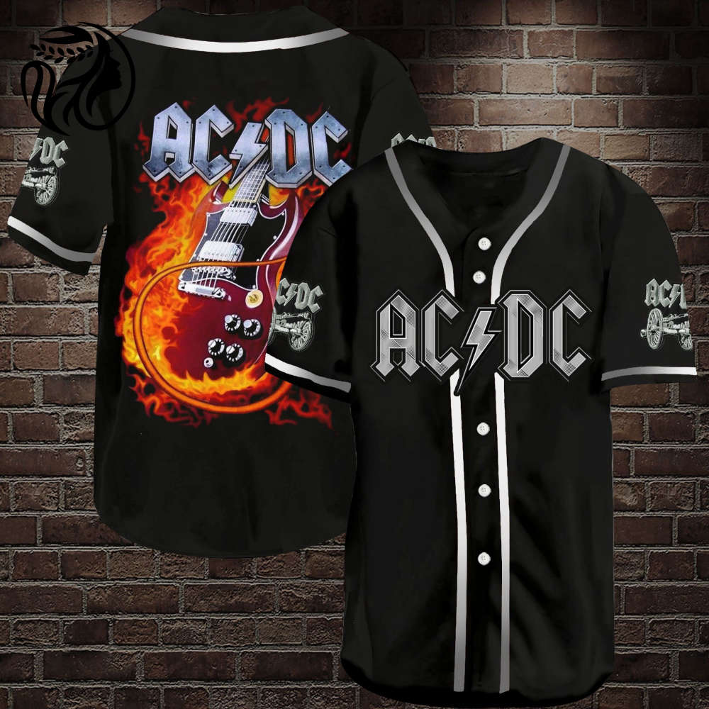 Rock in Style with ACDC Electric Guitar Baseball Jersey Shirt – Ultimate Fusion of Music and Fashion
