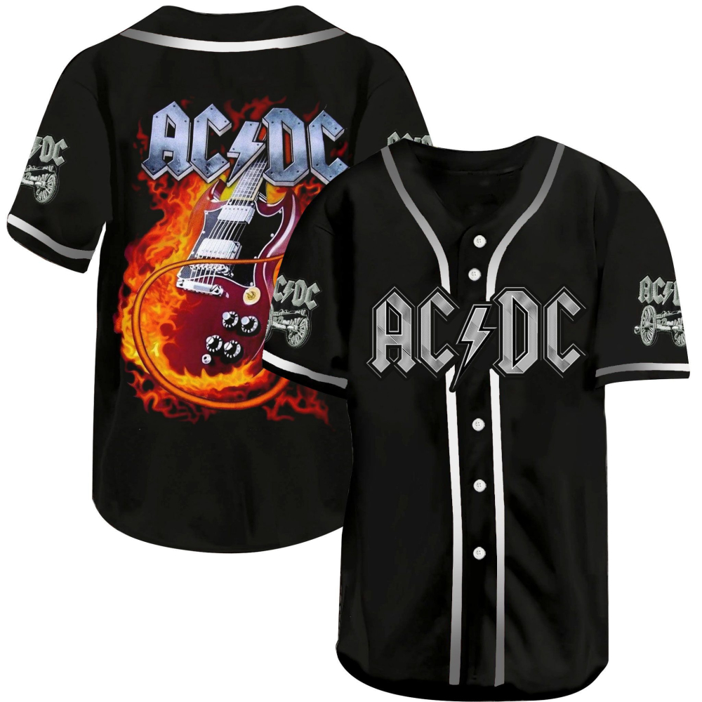 Rock in Style with ACDC Electric Guitar Baseball Jersey Shirt – Ultimate Fusion of Music and Fashion