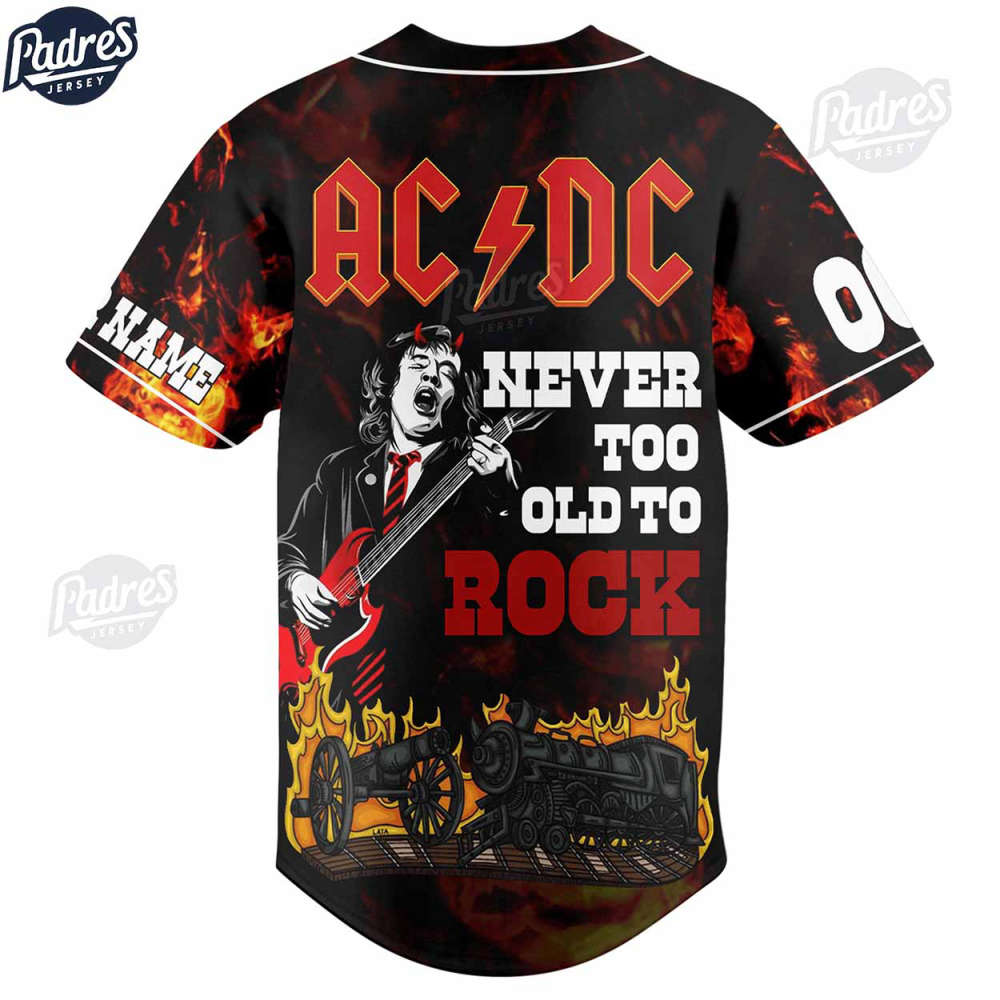 ACDC Never Too Old To Rock: Custom Baseball Jersey for True Rock Fans