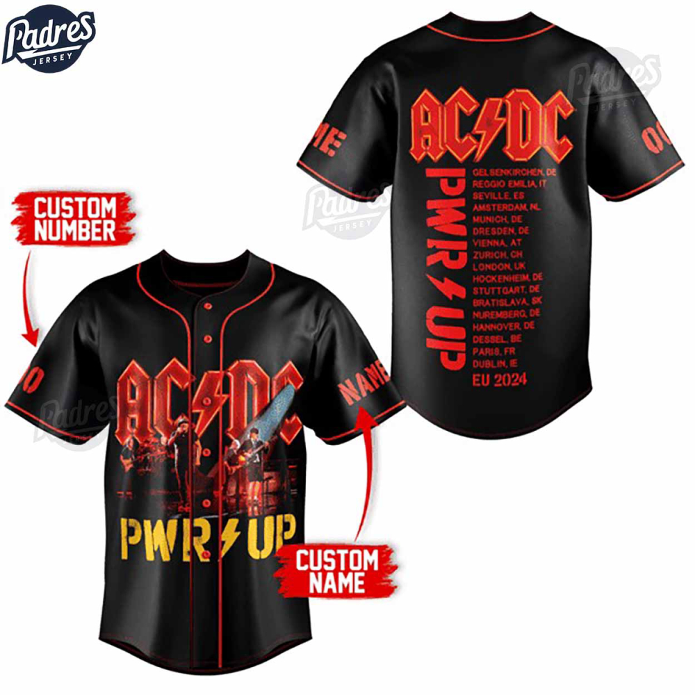 Rock Your Style with the ACDC PWR UP Custom Baseball Jersey – Shop Now!