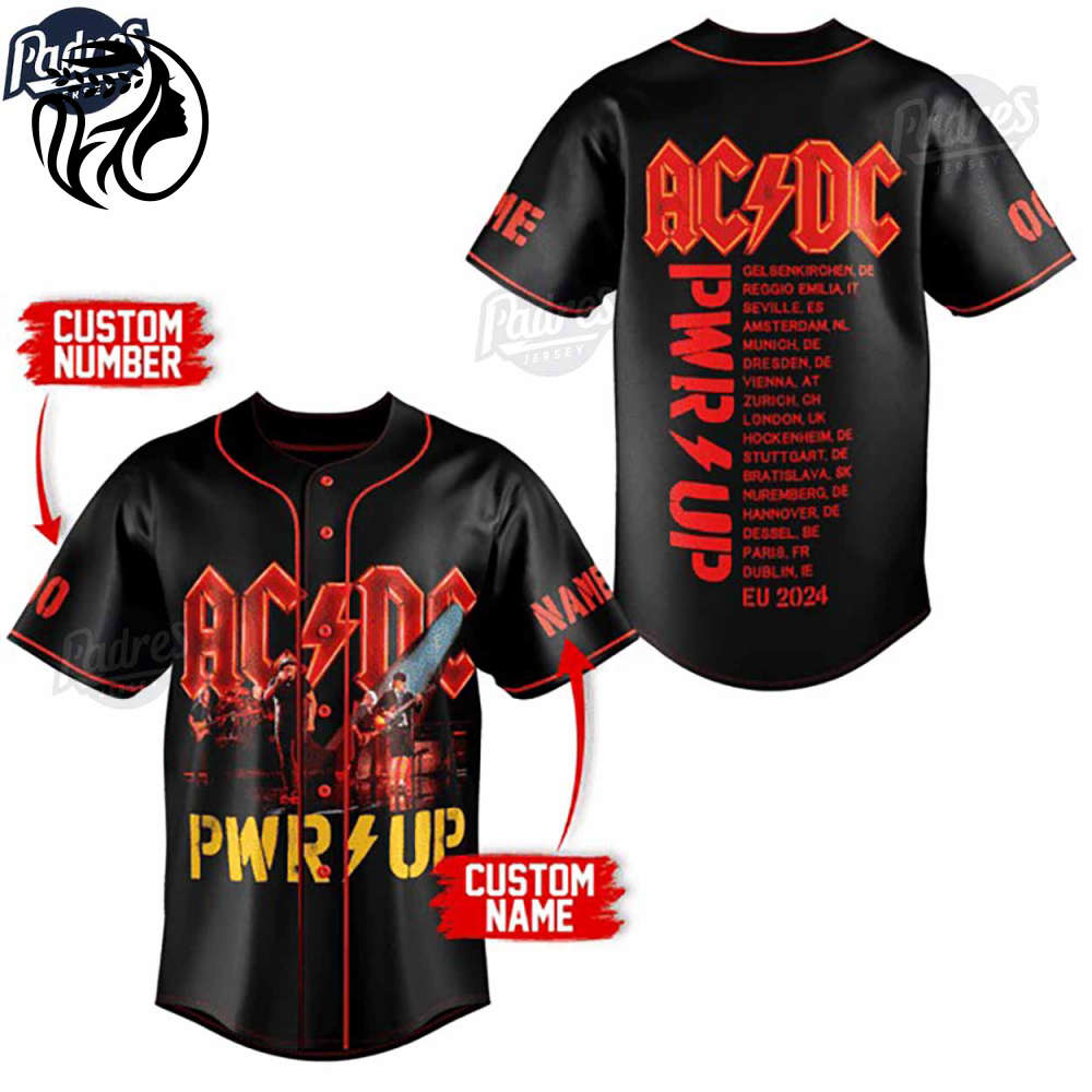 Rock Your Style with the ACDC PWR UP Custom Baseball Jersey – Shop Now!