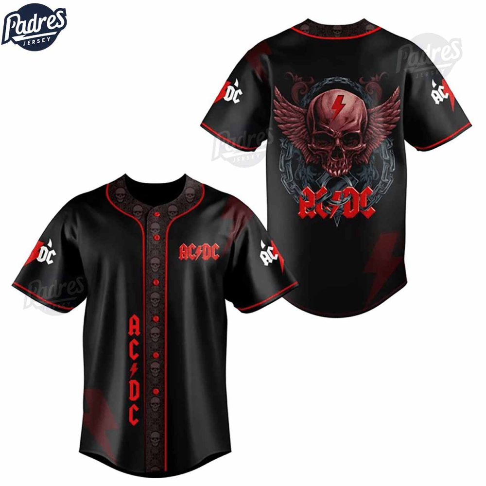 Rock Your Style with ACDC Skull Custom Baseball Jersey – Unique Trendy Design!