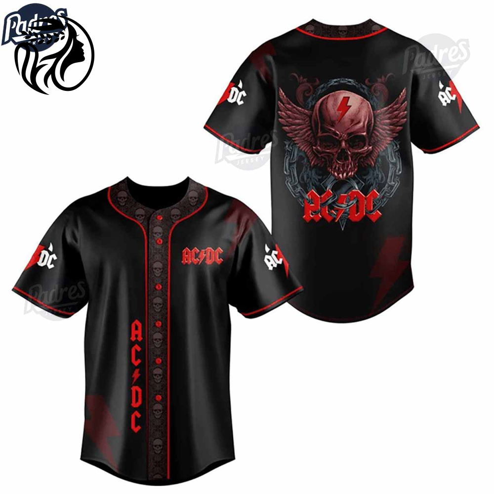 Rock Your Style with ACDC Skull Custom Baseball Jersey – Unique Trendy Design!