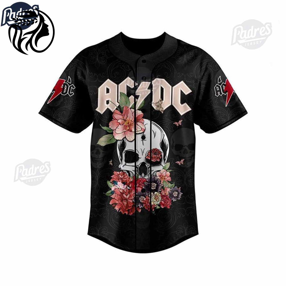 ACDC Skull Flower Custom Baseball Jersey: Unique Design for Rock Fans