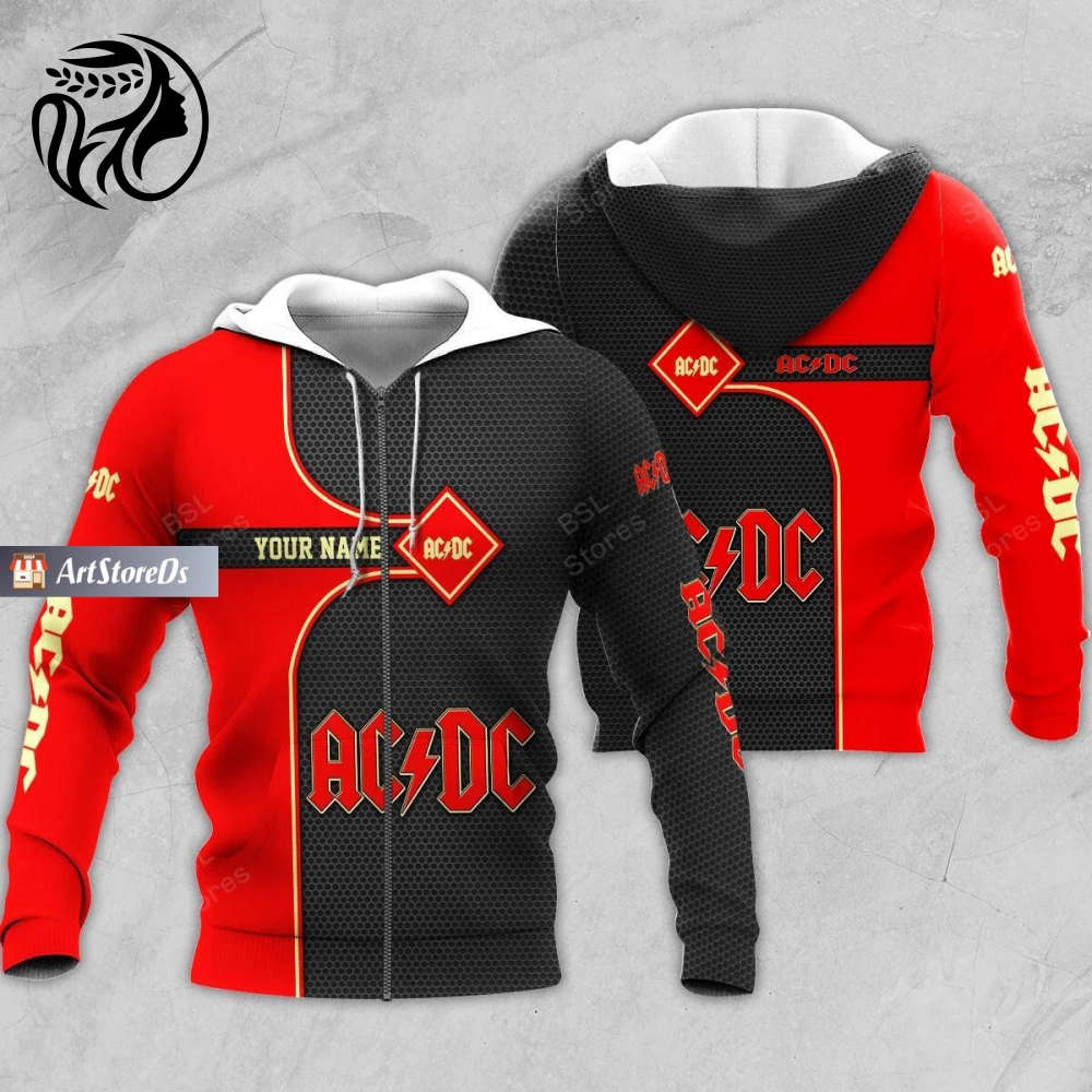 Shop ACDC Hoodies: Zip 3D Rock & Aesthetic Styles Custom Name Hoodie for Men