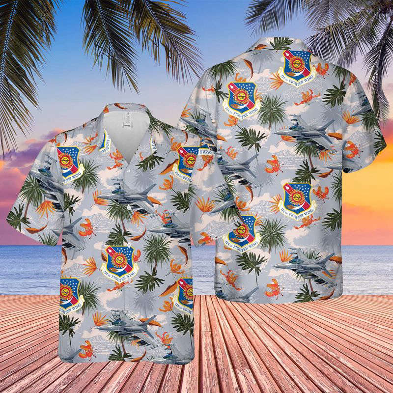 Air National Guard 114th Fighter Wing, General Dynamics F-16 Fighting Falcon Hawaiian Shirt Gift for Men Dad Father Gift for Men Dad Father