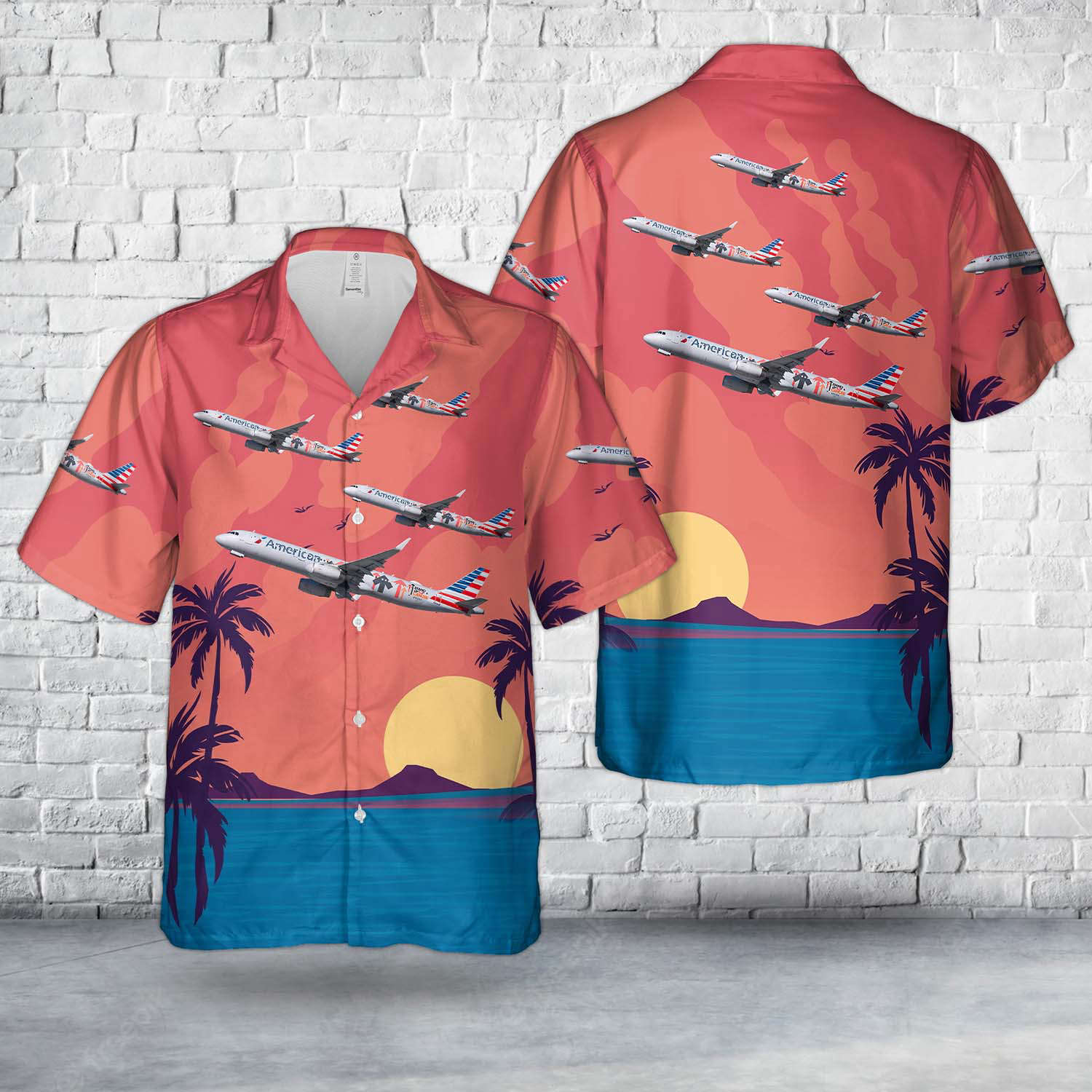 Airbus A321 American Airlines “Stand Up To Cancer” Hawaiian Shirt Gift for Men Dad Father Gift for Men Dad Father